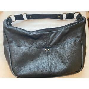 Great American Leather Works Purse Double Top Zip Black SHOULDER Silver Stud